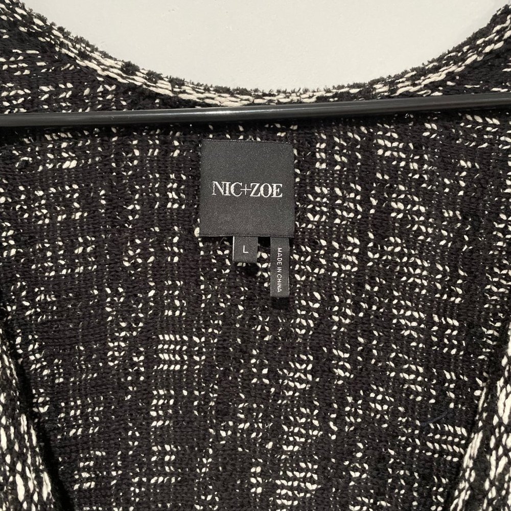 Nic+Zoe Women Black and White Elegant Cardigan Size L, - Picture 4 of 13